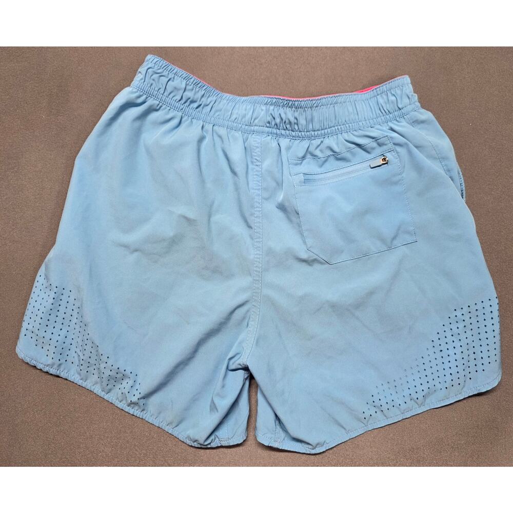 Kids Light Blue Athletic Shorts with Pink Logo - Picture 7 of 11